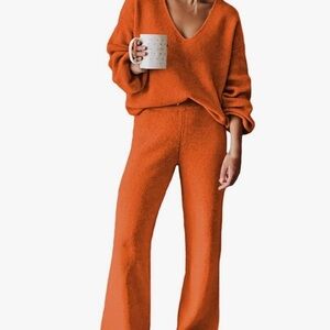 Cozy Orange Knit Two Piece Set